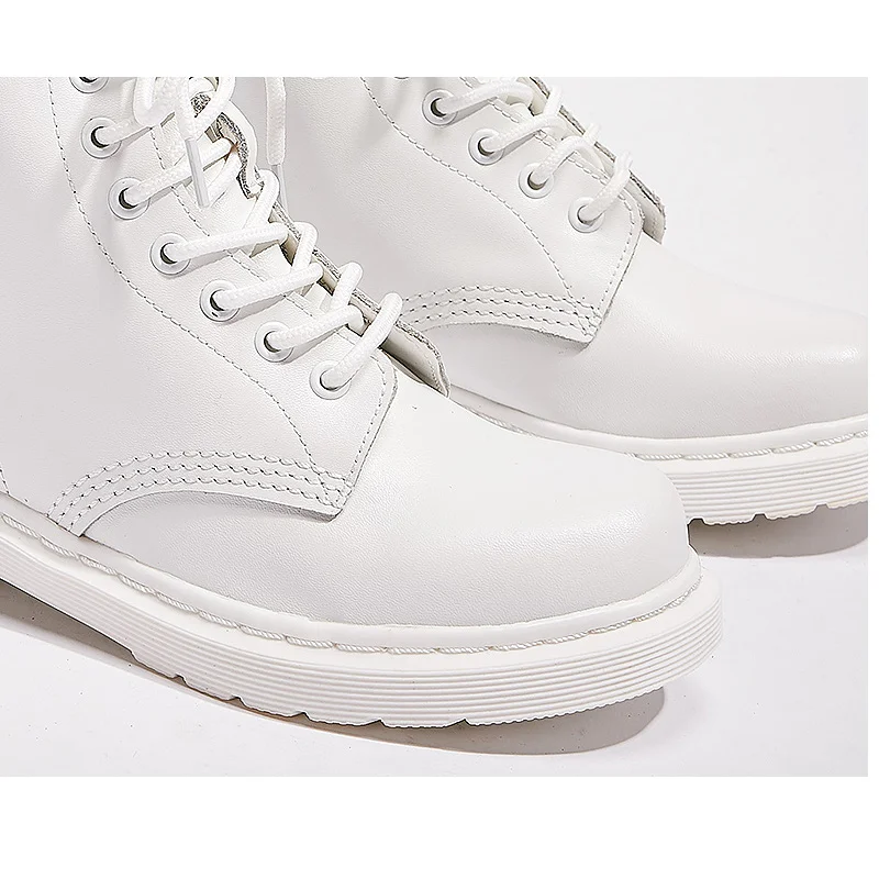 

Genuine Leather Boots Women White Ankle Boots Motorcycle Boots Female Autumn Winter Shoes Woman Punk Botas Mujer 2020 Spring