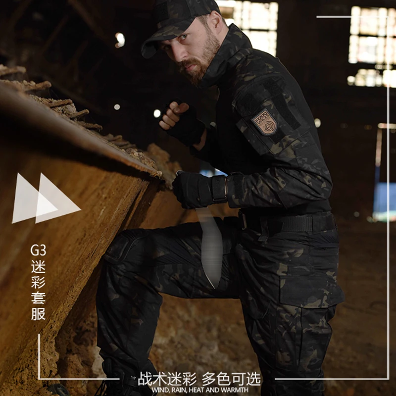 Охота ткань мультикам черный камуфляж армейские униформа для страйкбола