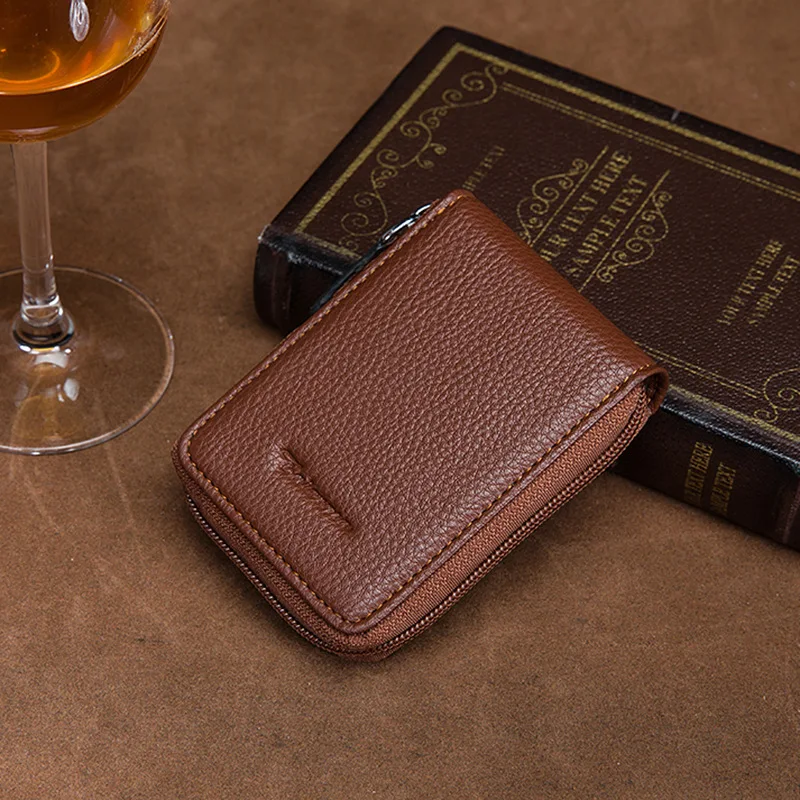 Для мужчин кожаный бумажник кредитной держатель для карт с функцией блокировки
