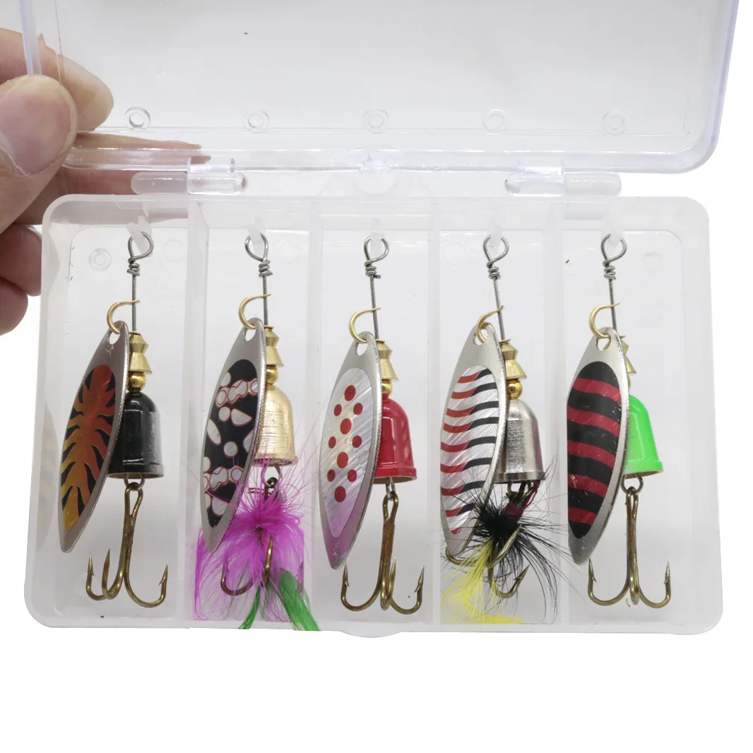 

2021 Spinner Lures Metal Sequins Spinner Set Lures Bait with Feather Decoy Seabass Metal Composite Sequin Fishing Accessories