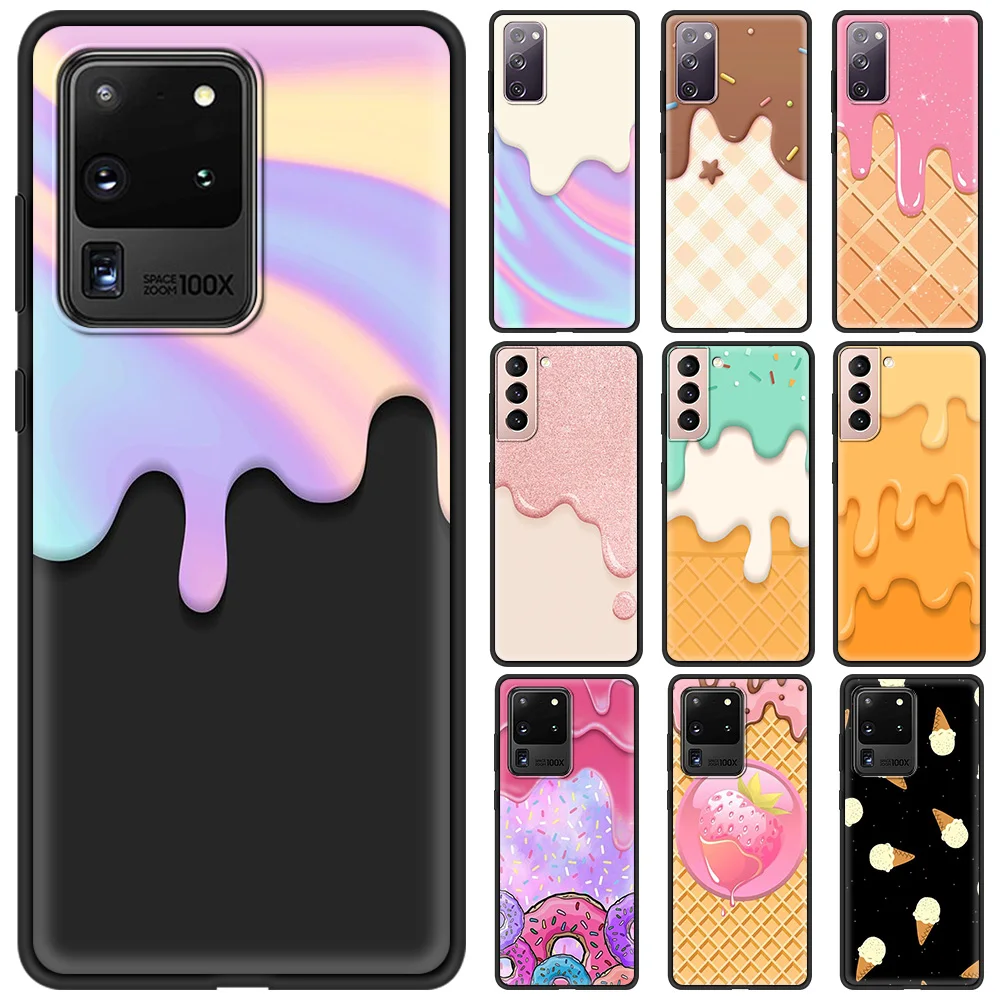 

Soft Case for Samsung Galaxy S20 FE S21 S20 Utra Plus Luxury Cover S10 S10E S9 S8 Plus 5G Shell Coque Ice Cream
