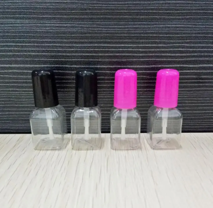 

5g Mini Cute Clear Plastic Empty Square Nail Polished Bottle With Cap Brush Plastic Nail Bottle For Children SN1348