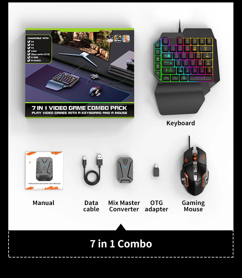 

HEYSTOP Console Keyboard and Mouse Converter Throne for PS4/PS3/PS4/PS5/XboxONE/Switch,Gaming Keyboard Mouse Converter Set