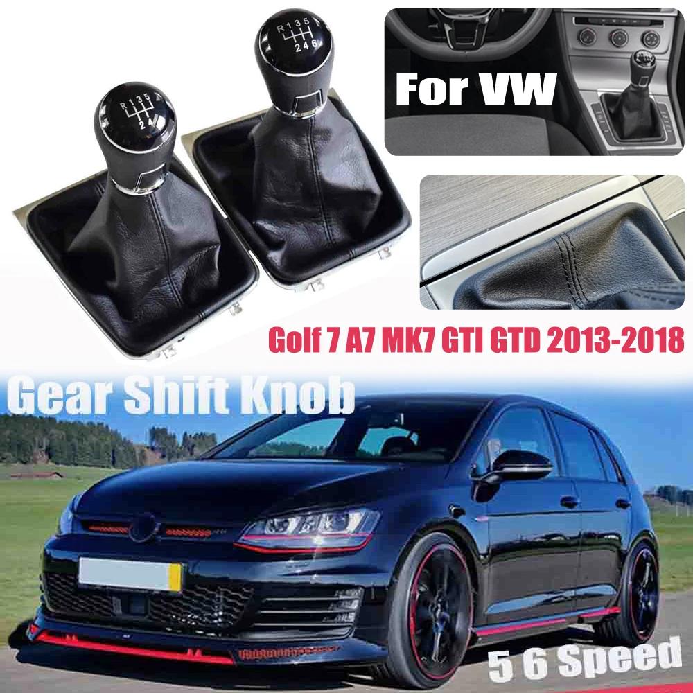 

Car 5 6 Speed For VW Golf 7 A7 MK7 GTI GTD 2013 2014 2015 2016 2017 2018 Gear Stick Level Shift Knob PU Leather Cover