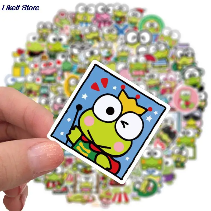 Наклейки Детские из ПВХ водостойкие с большим глазом лягушкой Keroppi 100 шт. | Игрушки