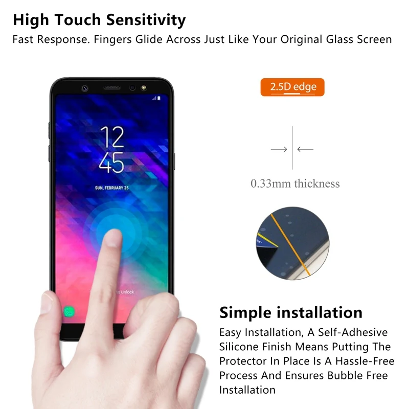 UPaitou полное покрытие закаленное стекло для Samsung Galaxy A6 Plus Защитная пленка экрана