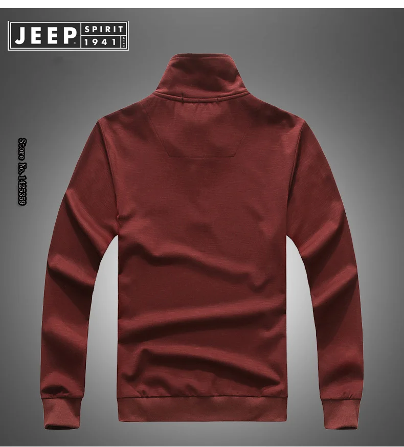 JEEP SPIRIT брендовая Осенняя футболка мужская с длинным рукавом Стенд половина на молнии воротник Теплая мужская футболка однотонная футболка homme