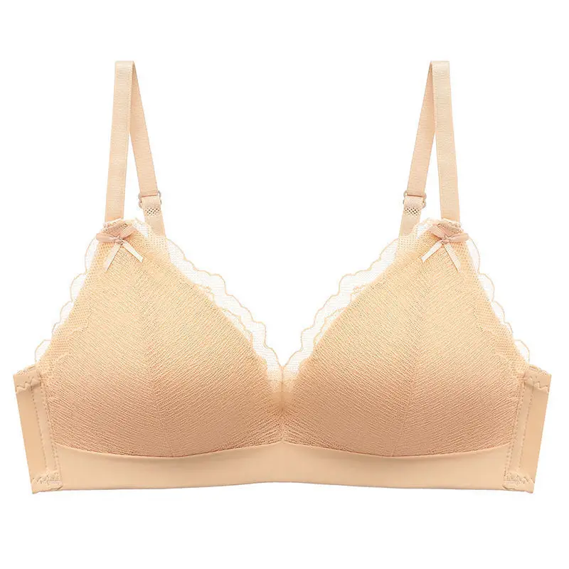 

2021 NEW Women Seamless Lingerie Thin Type Wire-Free Push Up Bra Sexy Lace Bow-Knot Design Comfortable Breathable Underwear