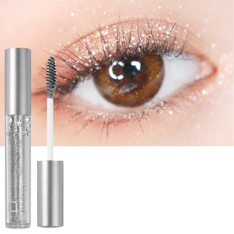 

Pudaier Glitter Mascara Charm Eyes Makeup 4d Silk Fiber Mascara Waterproof Long Eyelash Black Thick Eyelash Mascara Cosmetics
