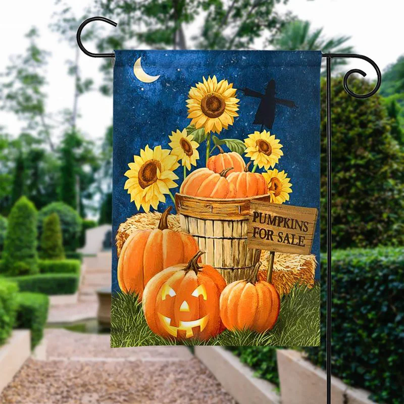 

Halloween Sunflower Pumpkin Flag UV and Fade Resistant Garden Flag Outdoor Yard Indoor K888