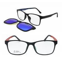 003 ultem square shape optical myopia hyperopia eyeglasses frame with magnetic clip on removable polarized sunglasses for men