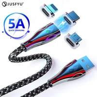 5a 12m 3 in 1 magnetic charger micro usb c type c cable fast charge cable for samsung huawei iphone usb magnetic charging cable