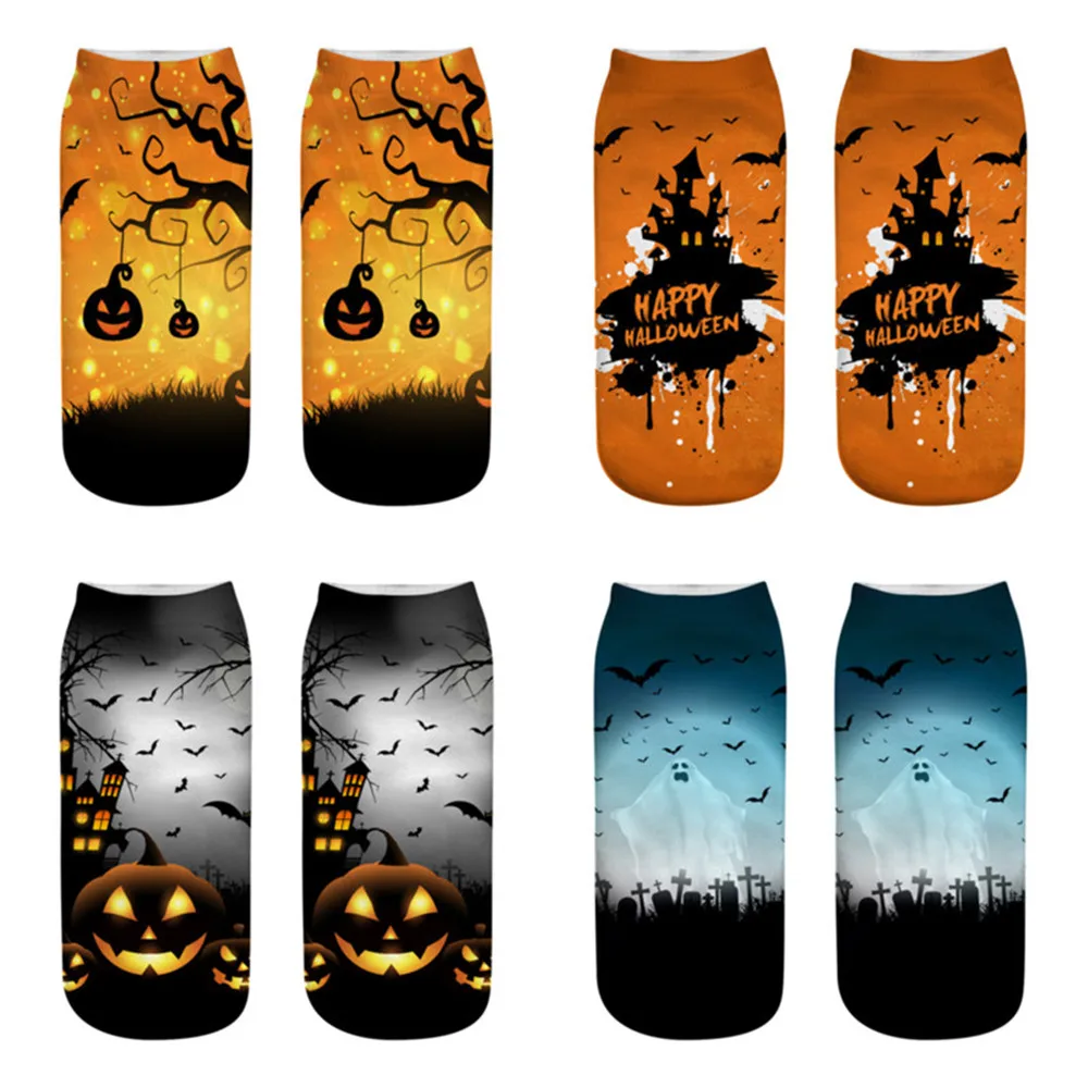 

CLOOCL New Men Socks Halloween Party Pumpkin Horror Demon 3D Printed Casual Cosplay Short Socks Fashion Wholesale Socks