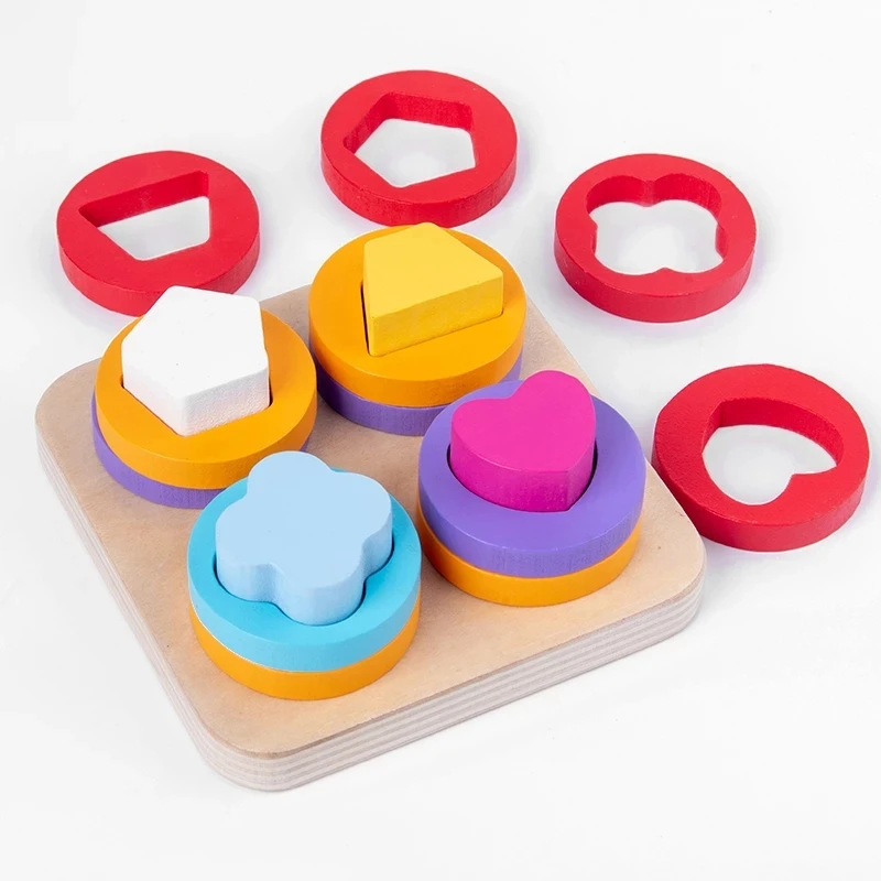 Детские игрушки развивающая красочная деревянная Геометрическая сортировочная