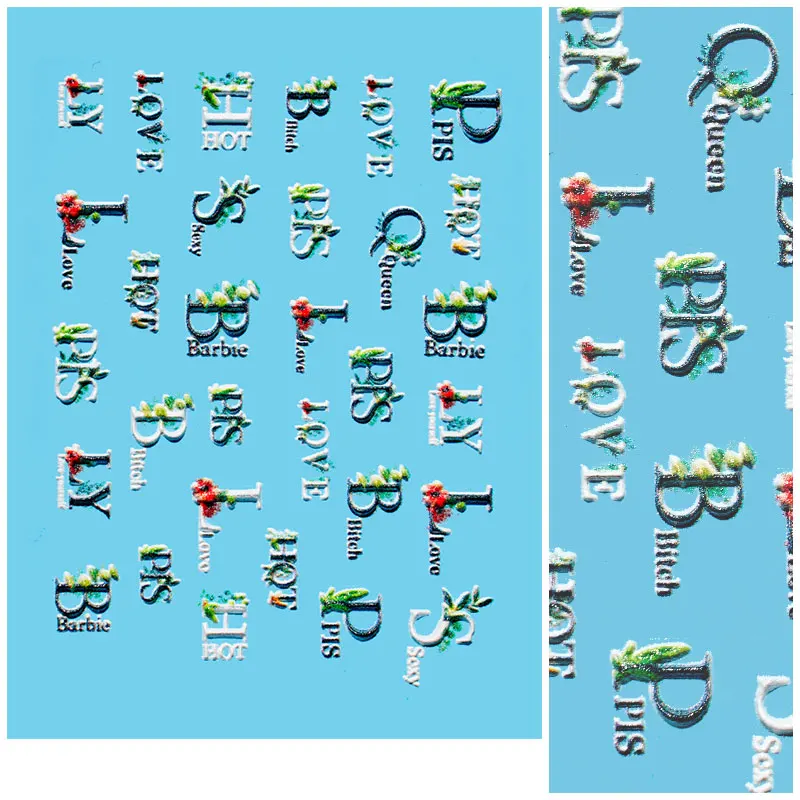 3D акриловая гравированная наклейка с цветком для ногтей тисненые кружевные