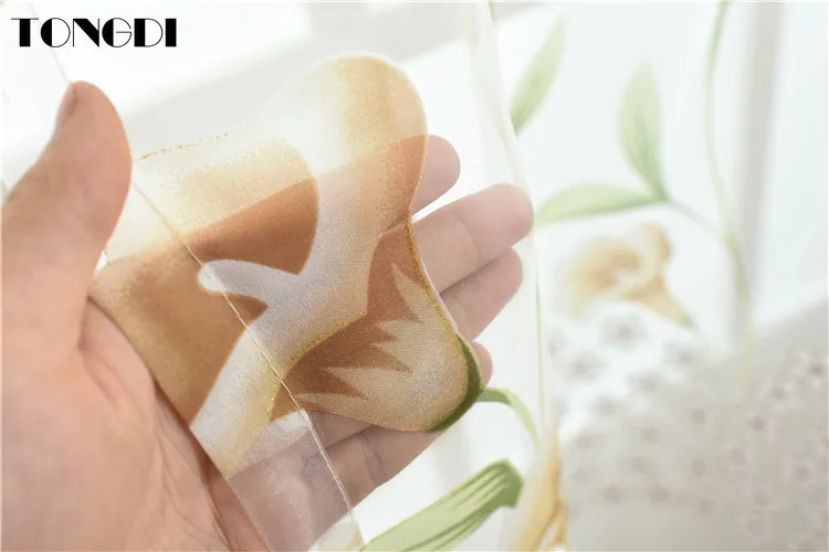 Шторы с принтом TONGDI элегантные прозрачные белые тюлевые занавески цветами и