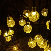 led fairy lights crystal ball garland solar garden string lights outdoor waterproof bulbs twinkle christmas party decoration