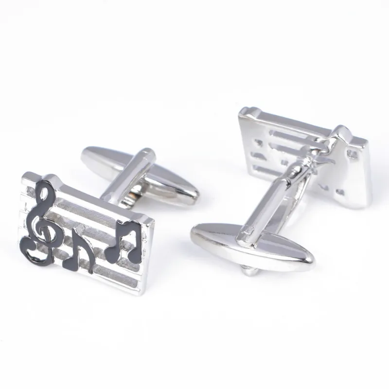 

Musical Notes Cufflinks Black Oiled Copper Material French Shirt Accessories Music Cufflink Men's Jewelry Gifts