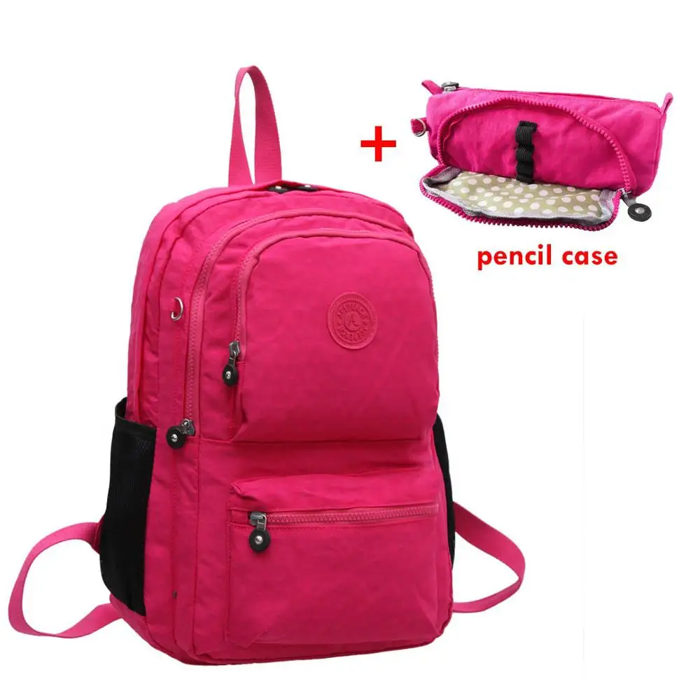 2 pieces Rose Red ACEPERCH Повседневный школьный рюкзак для девочек-подростков, женские рюкзаки, нейлоновый рюкзак для ноутбука, женский рюкзак - Color: 2 pieces Rose Red