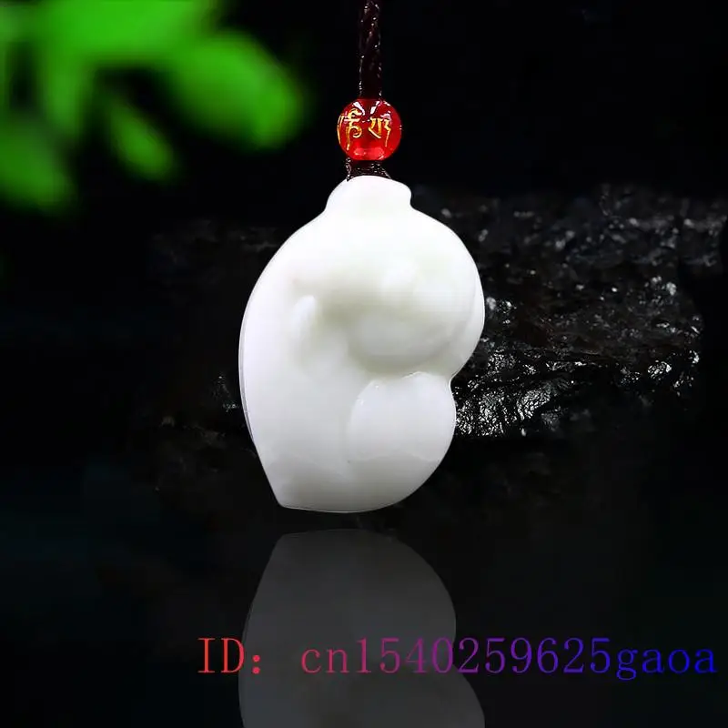 

Jade Pig Pendant Natural Carved Charm Accessories Necklace Fashion Gifts White Gemstone Chinese Jewelry Amulet Women