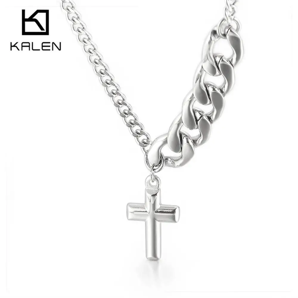 Золото/серебро Цвет Снаряженная кубинская цепь крест ожерелье мужское из