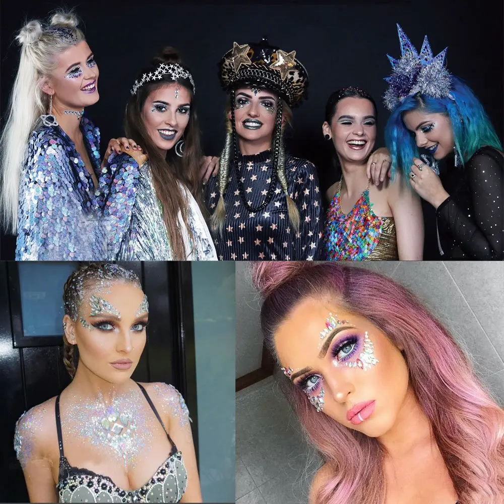 8 комплектов драгоценных камней для лица временные татуировки наклейки