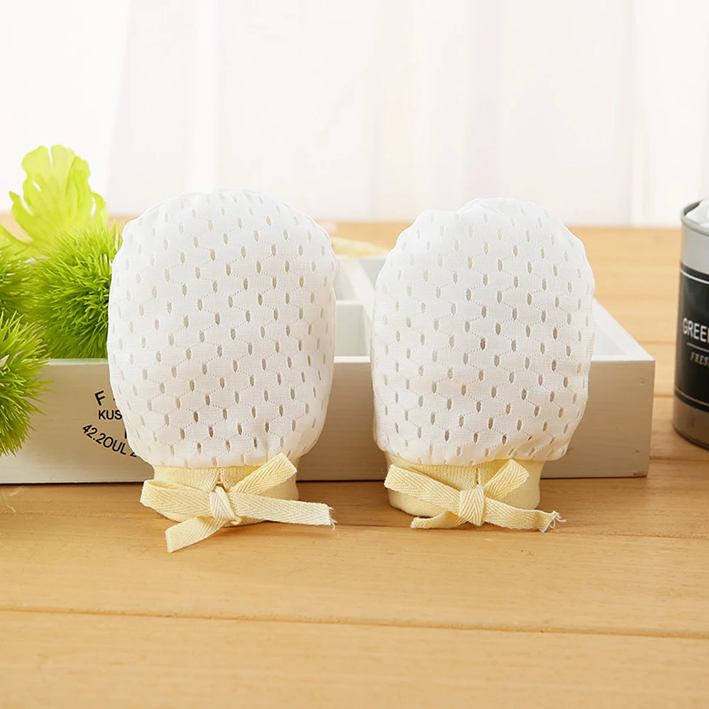 Guantes de algod&oacute;n suave para beb&eacute; reci&eacute;n nacido, manoplas con cord&oacute;n ajustable transpirable, protecci&oacute;n antiara&ntilde;azos, 1 par-1