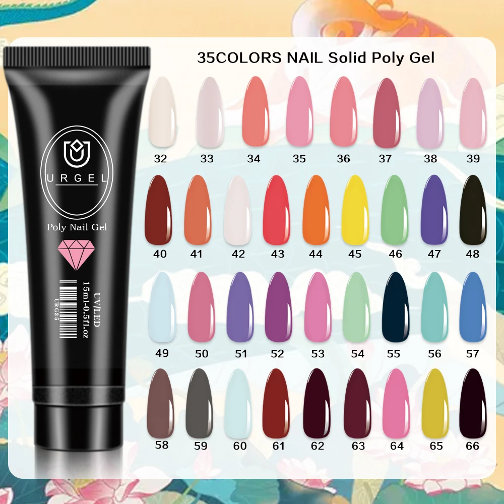

URGEL 35 colors Poly UV Gel For Manicure 15ML For Extension Color Nail Gel For Nails Art Painting Gel Nail Art Pure color