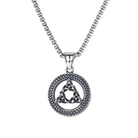 megin d stainless steel titanium retro viking pirate celtics knot triangle pendant collar chains necklace for men women jewelry