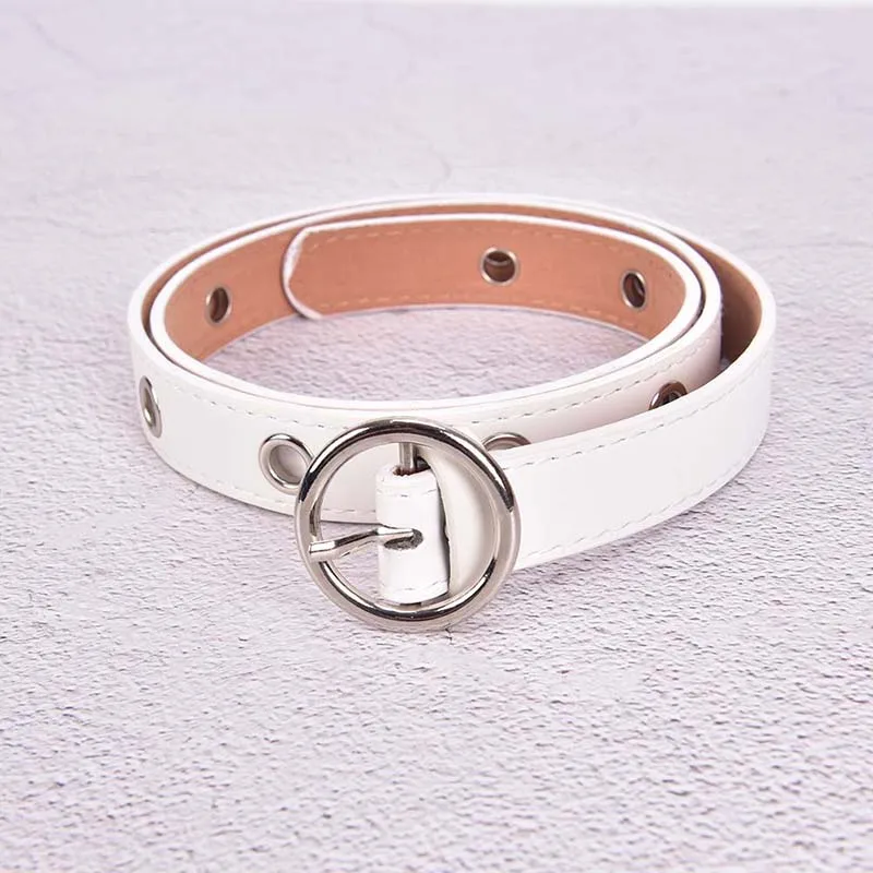 

Waist Belt Metal Buckle Casual PU Leather Belts Women Fashion Solid Round Shape Buckle Harajuku Cinto