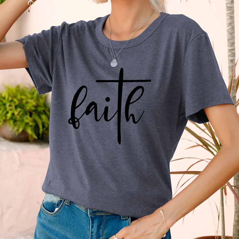 

Women 2021 Faith Casual 90s Fashion Trend Graphic Clothes Graphic Tshirt Top Lady Print Female T-Shirt T-shirts Short Sleeve