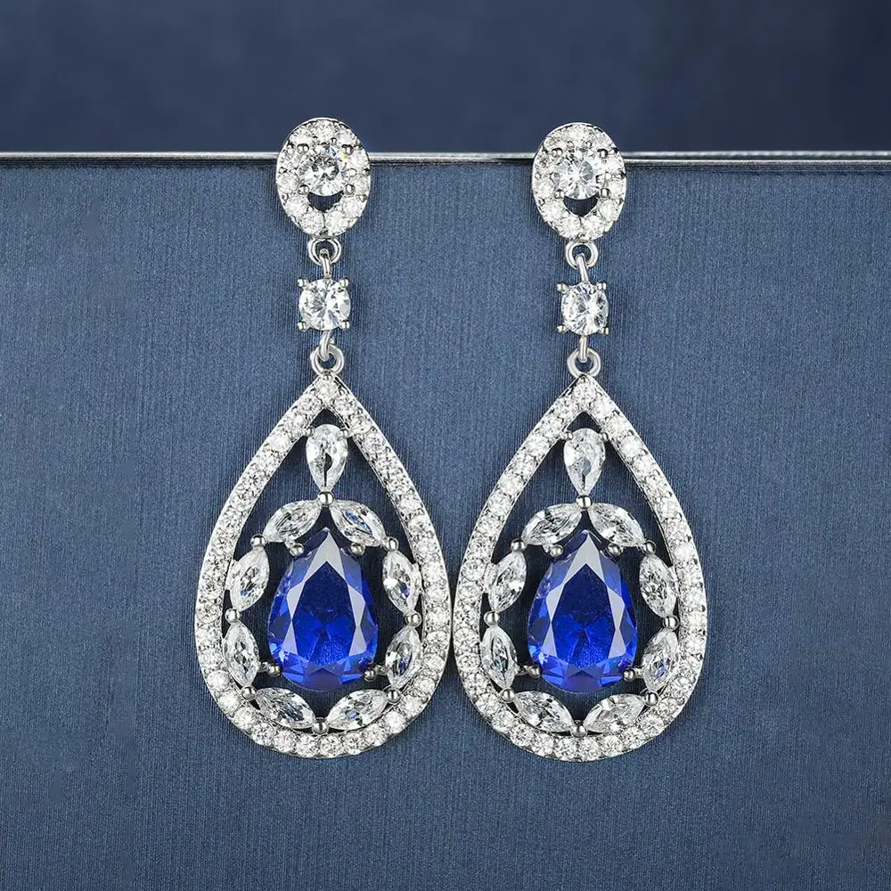 Висячие серьги в богемном стиле с кристаллами форме капли воды для женщин белые