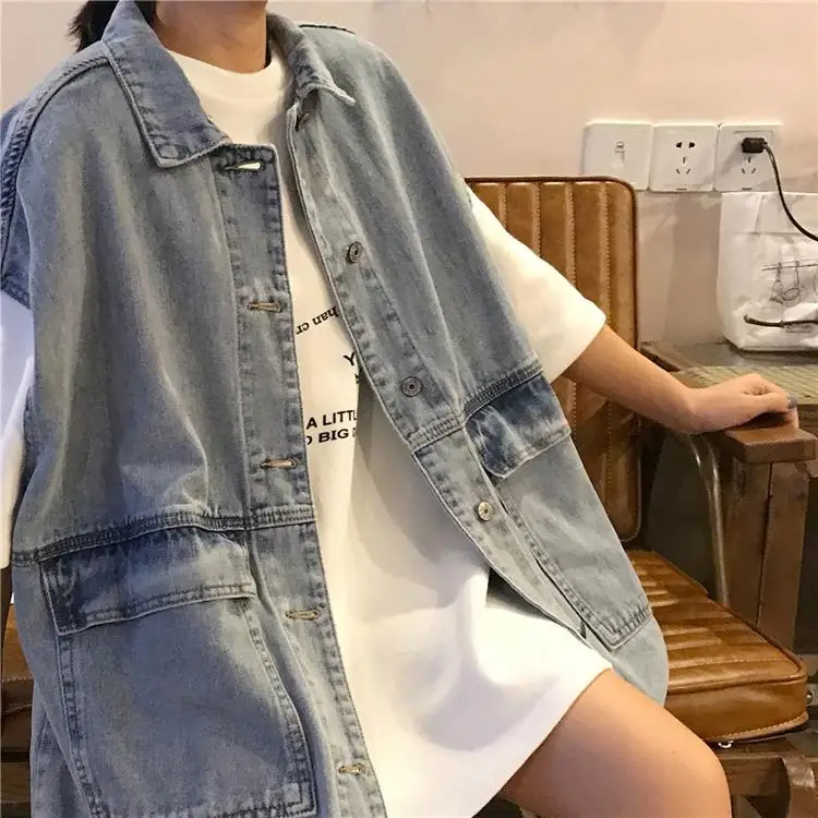 

Denim jacket spring/summer 2019 new sleeveless denim loose-fitting vest