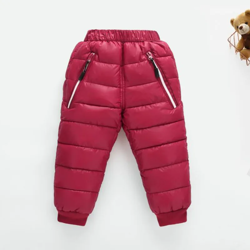 Детские штаны для мальчиков и девочек Длинные теплые зимние брюки на белом