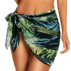 Женские летние короткие юбки с принтом, пляжный саронг, прозрачные бикини, шифоновые накидки для купальников, женский купальник # p4