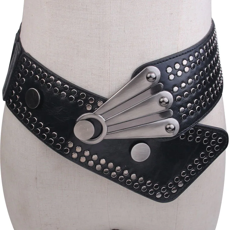 

Ремень-корсет женский с заклепками, широкий эластичный кожаный модный Изысканный аксессуар для платьев и одежды