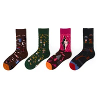 autumn winter womens socks new design couples cartoon scrawl portrait personality high cotton colorful funny mid calf sock lady