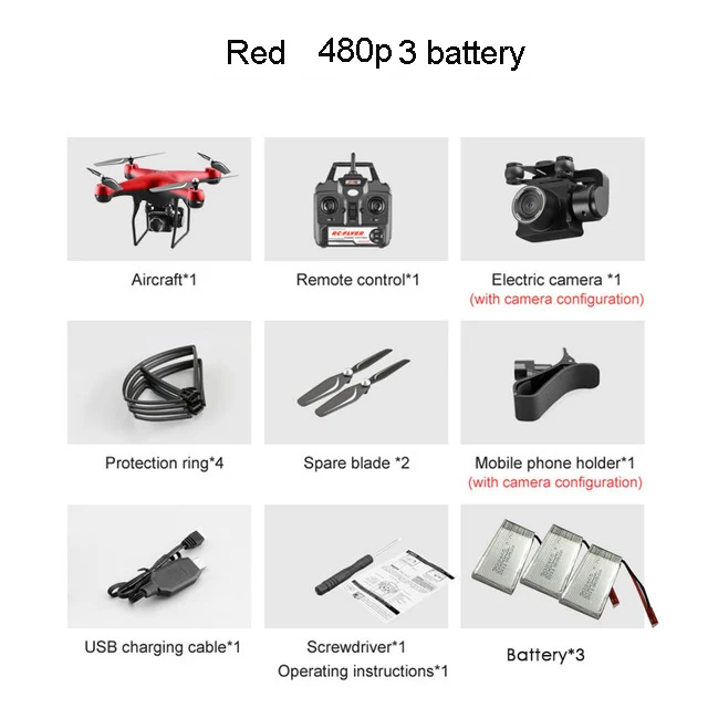 Red 480p 3battery Профессиональный радиоуправляемый Дрон с регулируемой HD камерой 1080P дистанция 200 м Радиоуправляемый вертолет Wifi FPV 25 мин Летающий Квадрокоптер - Цвет: Red 480p 3battery