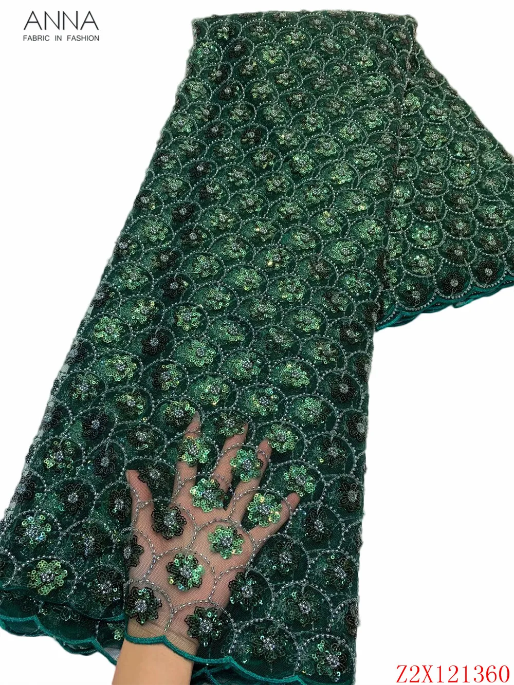 

Анна зеленая французская кружевная ткань 2020 Высококачественная вышивка Африканское кружево ручной работы из бисера нигерийская Ткань 5 яр...