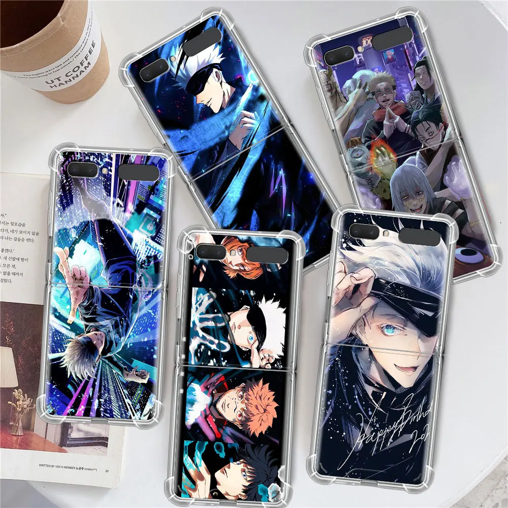 

Cute Anime Jujutsu Kaisen Capa For Samsung Galaxy Z Flip 3 5G Case Airbag Clear TPU Shockproof Cover Transparent Phone Funda