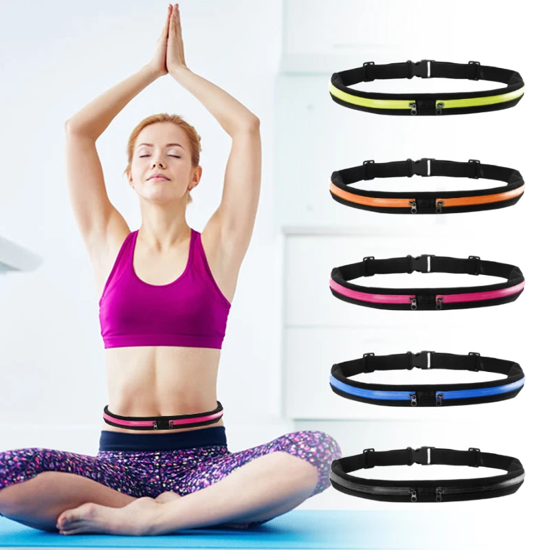 Спортивная поясная сумка с двумя карманами на молнии для бега чехол пояс кошелек