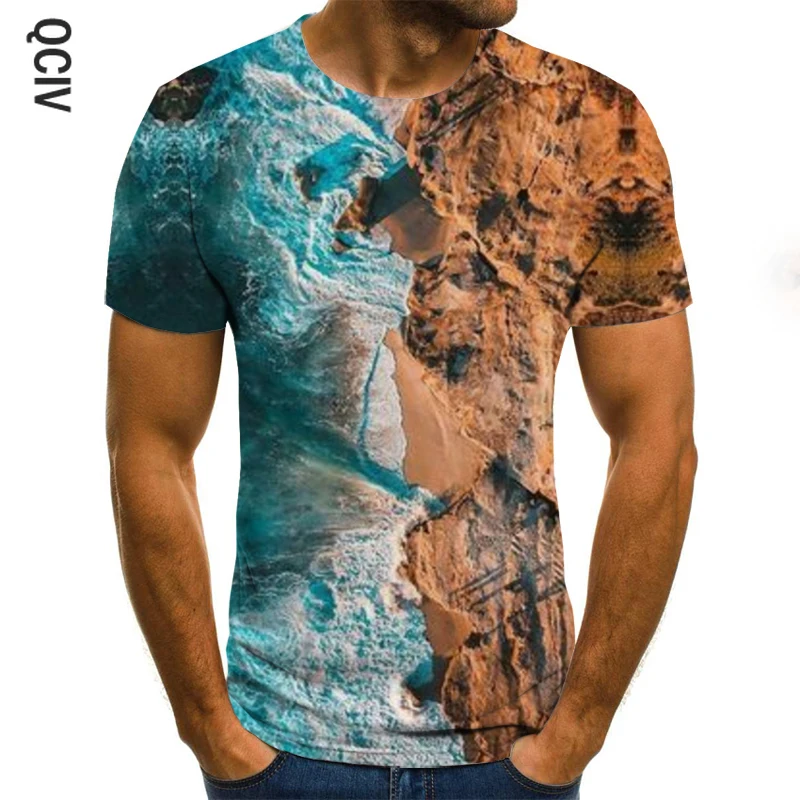 

Hawaii beach men's T-shirt 3D graphics T-shirt casual Harajuku tops summer fashion round neck shirt plus size streetwear