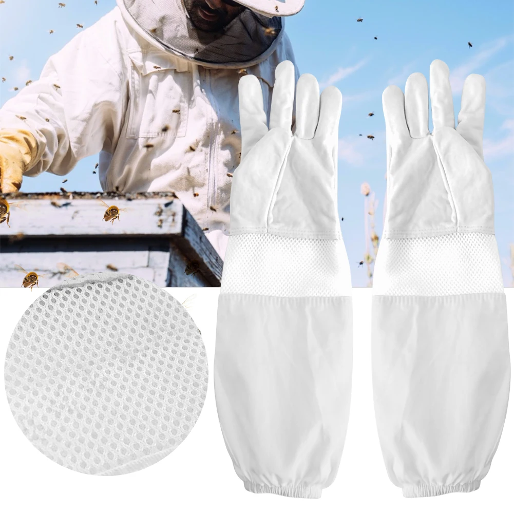 

Durable Beekeeping Gloves Goatskin Bee Keeping With Vented Beekeeper Long Sleeves Hight Quality Beekeeping Equipment And Tools