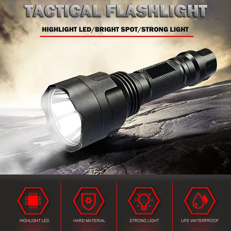 

Free Shipping Super Bright R2 LED Flashlight Aluminum Alloy Rechargeable Tactical Torch Mini Outdoor Waterproof Camping Lantern