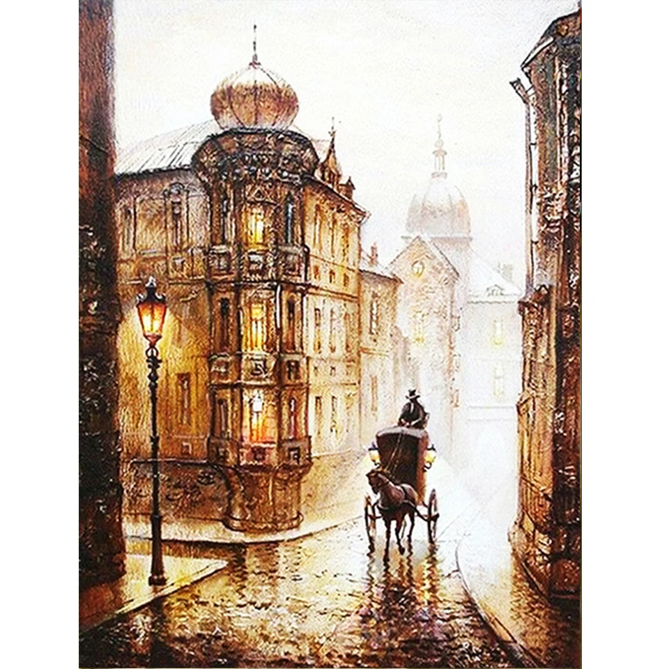 

Пейзаж улицы здание пейзаж Вышивка крестом набор рукоделие женское Вязание продажи разных домашний декор