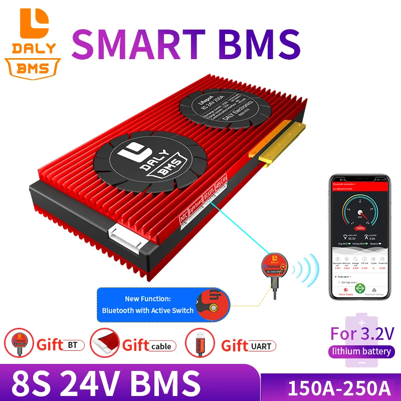 

Smart BMS 8S 24V Llifepo4 lithium-batterie pack gemeinsame port mit balance 150A 200A 250A uart 485 KONNEN fur solar energie BMS