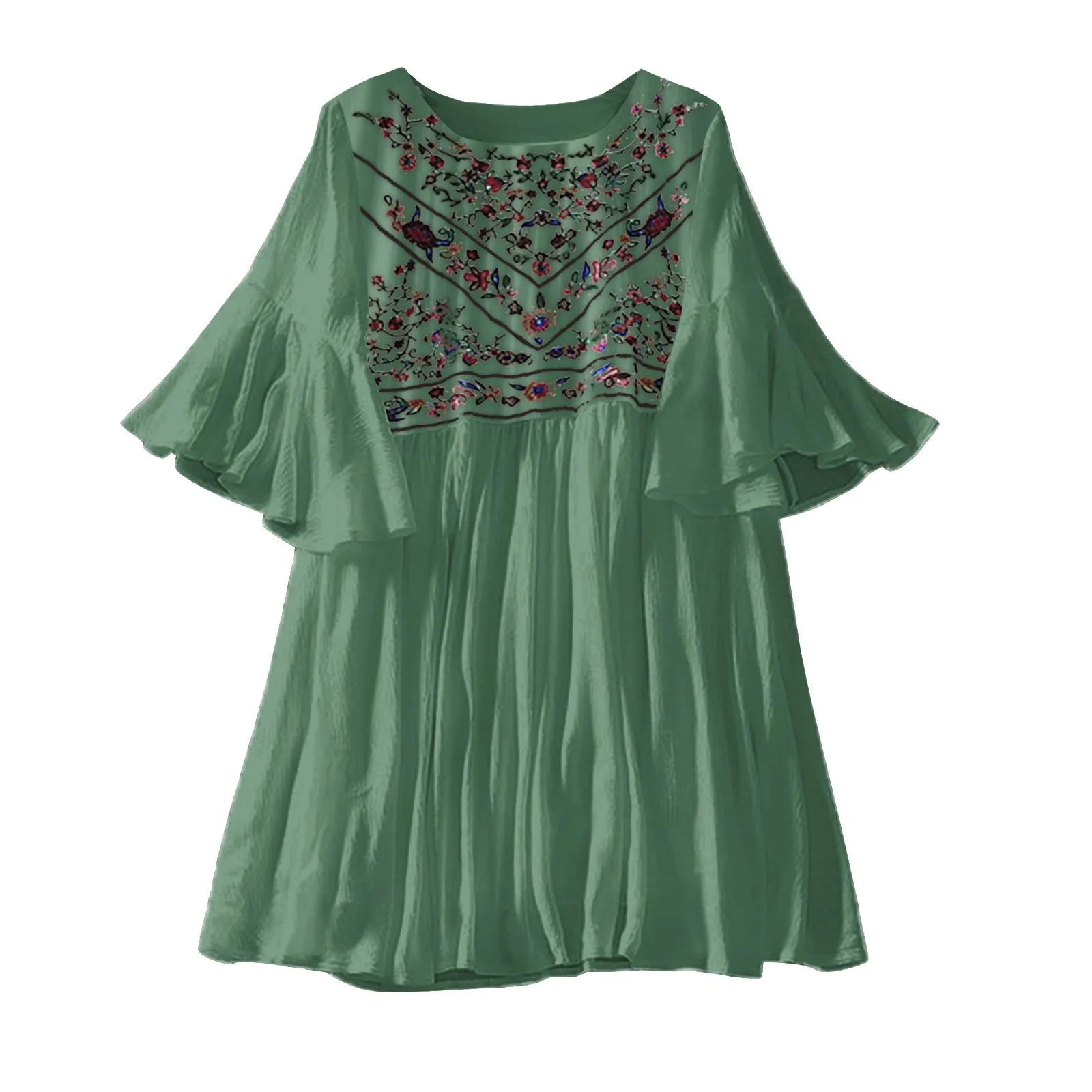

Women Dresses soild color Fashion Harajuku casual Loose Short Sleeve Plaid Lace Splice EmbroideryTops T-shirt Dress 413#G