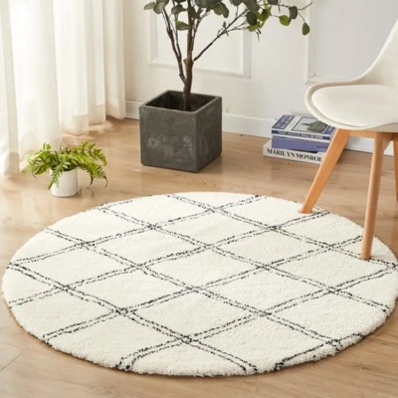 morocco black white geometric round carpet for living room home bedroom decor india cotton woven rug sofa coffee table floor mat free global shipping