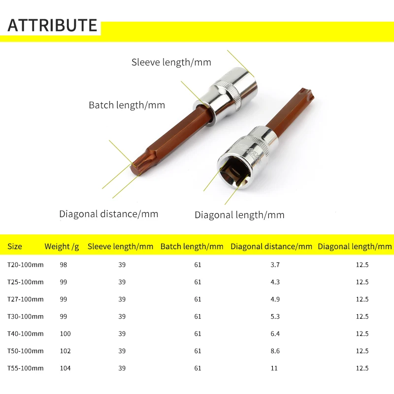 1/2 Torx Бит гнездо 1 шт. S2 биты адаптер для крутящий гаечный ключ с трещоткой торцевой гаечный ключ T20 T25 T27 T30 T40 T50 T55
