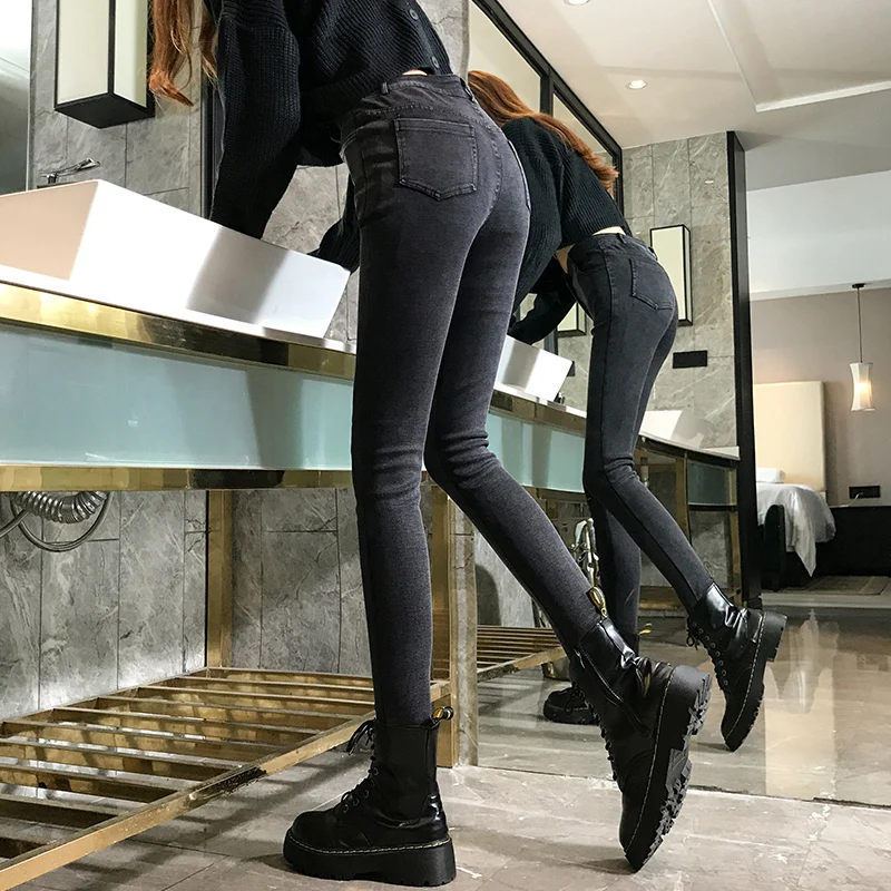 

Plus velvet real shot plus fertilizer to increase the 2020 autumn new outer wear leggings leggings women's high waist stretch le